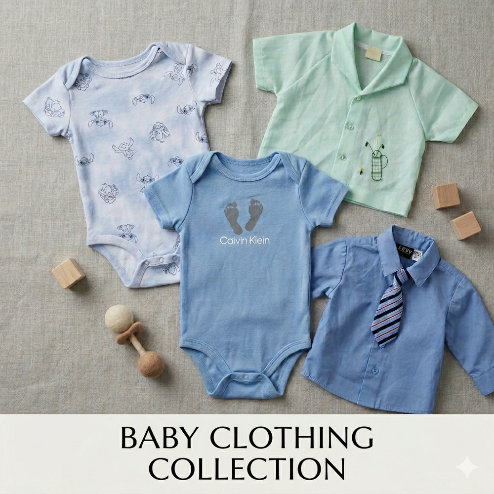 Bundle 6-9M: Vintage Nannette, Calvin Klein, Disney Baby Stitch, Dress Shirt Tie